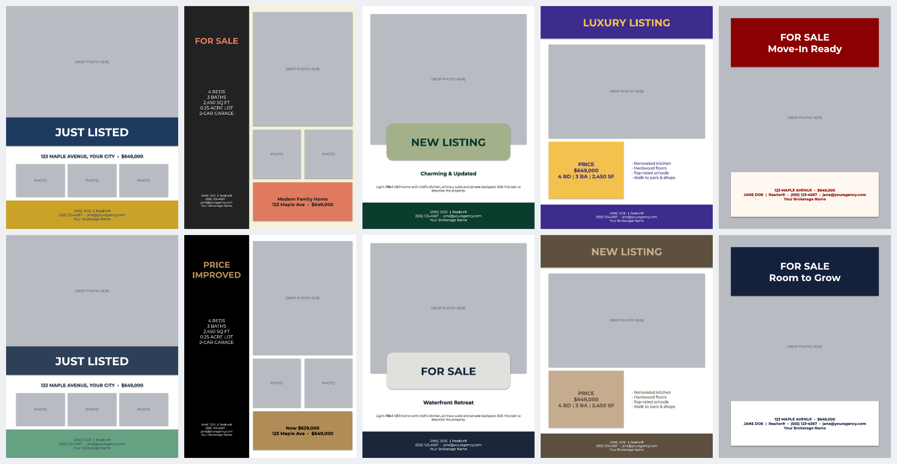 Real Estate Listing Flyer Templates – 10 Editable Just Listed & For Sale Flyers (Canva/PowerPoint)